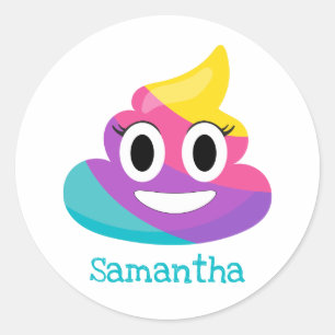Sticker Rond Rainbow Poop Emoji