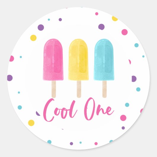 Sticker Rond Rainbow Pop Cool un 1er anniversaire (Devant)