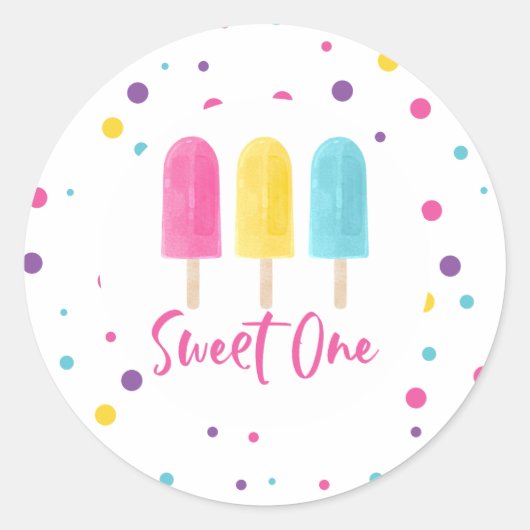 Sticker Rond Rainbow Pop Sweet Un 1er anniversaire (Devant)
