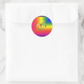 Sticker Rond Rainbow Pride avec Bandes Mariages d'or (Sac)