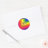 Sticker Rond Rainbow Pride avec Bandes Mariages d'or (Enveloppe)