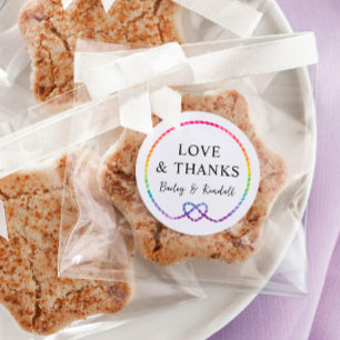 Sticker Rond Rainbow Rope Coeur Nautique LGBT Mariage Merci