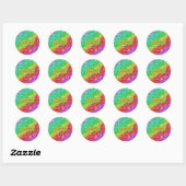 Sticker Rond Rainbow Shellfish Motif Ajouter un nom (Feuille)