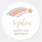 Sticker Rond Rainbow Shooting Star 6e anniversaire (Devant)