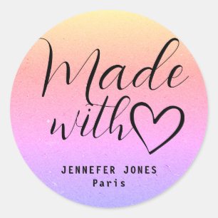 Sticker Rond Rainbow Simple Minimaliste Fabriqué Avec Le Coeur