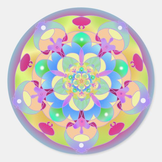 Sticker Rond Rainbow Song Mandala (Devant)