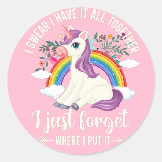 Sticker Rond Rainbow Star Unicorn (Devant)