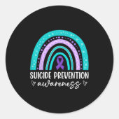 Sticker Rond Rainbow Suicide Prevention Awareness Teal & Pu (Devant)