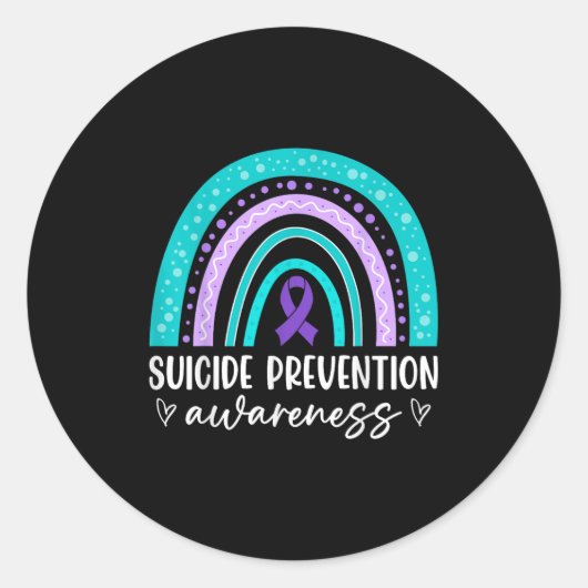 Sticker Rond Rainbow Suicide Prevention Awareness Teal & Pu (Devant)