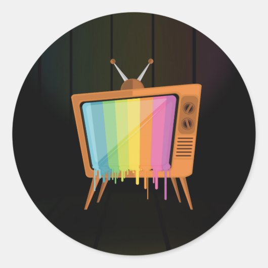 Sticker Rond Rainbow TV (Devant)
