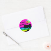 Sticker Rond Rainbow Unicorn Anniversaire (Enveloppe)