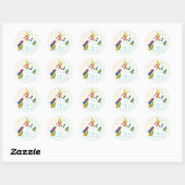 Sticker Rond Rainbow Unicorn Cutie (Feuille)