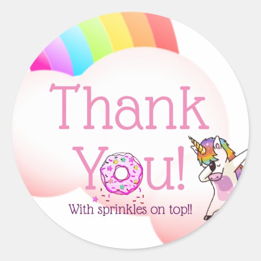 Sticker Rond Rainbow Unicorn Dab Dance Pose Rose Iced Donut (Devant)