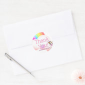 Sticker Rond Rainbow Unicorn Dab Dance Pose Rose Iced Donut (Enveloppe)