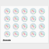 Sticker Rond Rainbow Unicorn Noël Parties scintillant Aqua (Feuille)