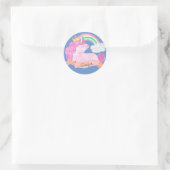 Sticker Rond 🌈 Rainbow Unicorn Nom personnalisé (Sac)