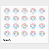 Sticker Rond Rainbow Unicorn Pool Floatie Anniversaire Fête Fav (Feuille)