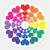 Sticker Rond Rainbow Valentine Hearts in a Circle (Devant)