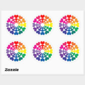 Sticker Rond Rainbow Valentine Hearts in a Circle (Feuille)