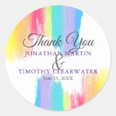 Sticker Rond Rainbow Watercolor Mariage Gay pride LGBTQ (Devant)