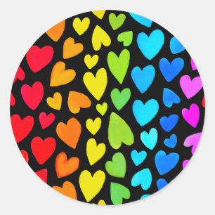 Sticker Rond Rainbow Watercolor Motif