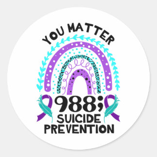 Sticker Rond Rainbow You Problem 988 Suicide Prevention Award