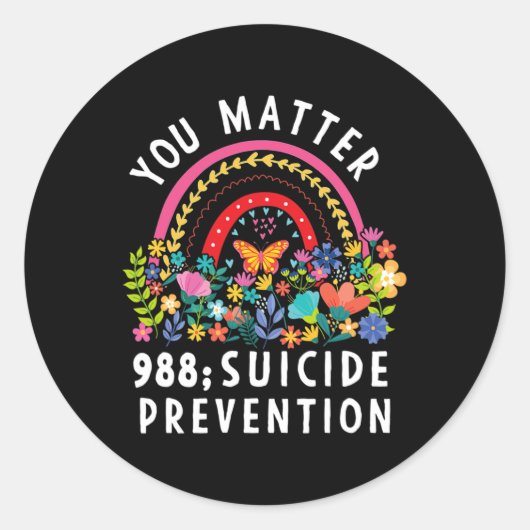 Sticker Rond Rainbow You Problem 988 Suicide Prevention Award (Devant)