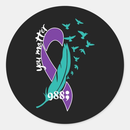 Sticker Rond Rainbow You Problem 988 Suicide Prevention Award (Devant)