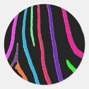 Sticker Rond Rainbow Zebra