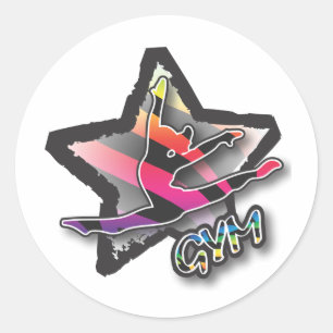 Sticker Rond Rainbow Zebra Gymnastique