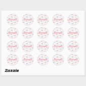 Sticker Rond Rainbows Boho Rose Bleu Jaune Fun Nom de fille (Feuille)