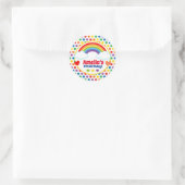 Sticker Rond Rainbows Coeurs et Dots Filles Anniversaire (Sac)