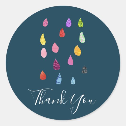 Sticker Rond Raindrops collage d'art collage mignon boho (Devant)