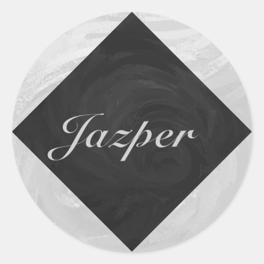 Sticker Rond Rainy Sky Grey et le Monogramme noir (Devant)