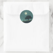 Sticker Rond Rainy Solitude – Lonely Person & Tree Illustration (Sac)