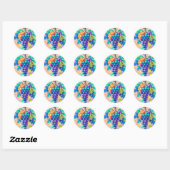 Sticker Rond Raisins colorés pour l'été (Feuille)