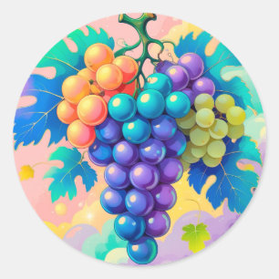 Sticker Rond Raisins colorés pour l'été