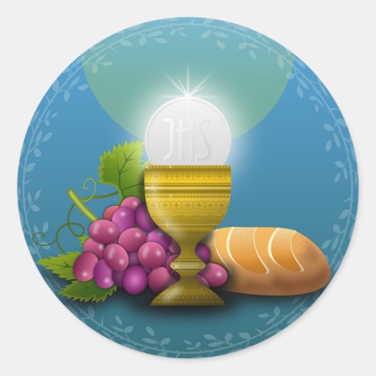 Sticker Rond Raisins de communion religieux et pain (Devant)