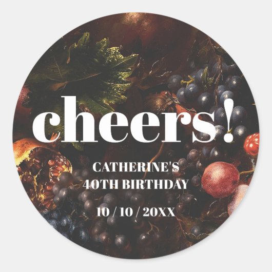 Sticker Rond Raisins de fruits de Bourgogne foncé (Devant)