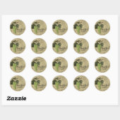 Sticker Rond Raisins verts Élégant Rustique Cadeau de mariage (Feuille)