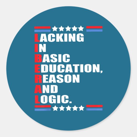 Sticker Rond Raison libérale manquant d'éducation de base (Devant)