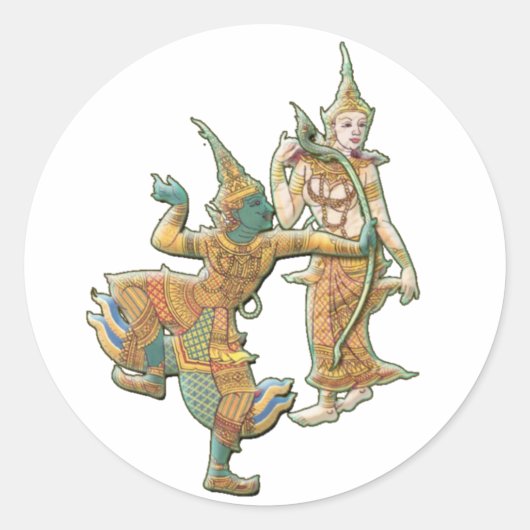 STICKER ROND RAMA SITA - RAMAYANA HINDU BUDDHIST GODDESS (Devant)
