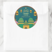 Sticker Rond Ramadan| Aïd Moubarak Golden Calligraphy Maroon (Sac)