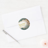 Sticker Rond Ramadan Elegance Green & Gold Lanterns and Mosque  (Enveloppe)