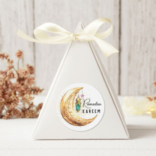 Sticker Rond Ramadan Kareem Aquarelle Croissant Lune