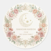 Sticker Rond Ramadan Kareem Blush Floral Lantern (Devant)