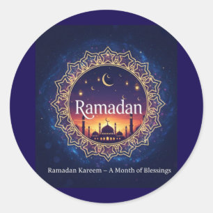 Sticker Rond Ramadan Kareem Mosquée spirituelle Coucher de sole