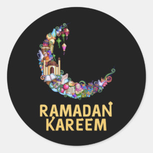 Sticker Rond Ramadan Kareem Moubarak Lune de jeûne