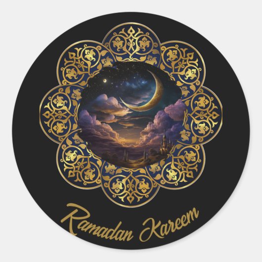 STICKER ROND RAMADAN KAREEM MUBARAK 2024 EID MUBARAK (Devant)