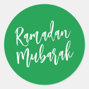 Sticker Rond Ramadan Moubarak Simple Minimaliste Vert